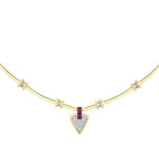 Trend-Halskette mit fuchsienfarbenem dreieckigem Stein aus Gold