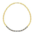Trend-Halskette mit marineblauer Emaille und Stein aus Gold