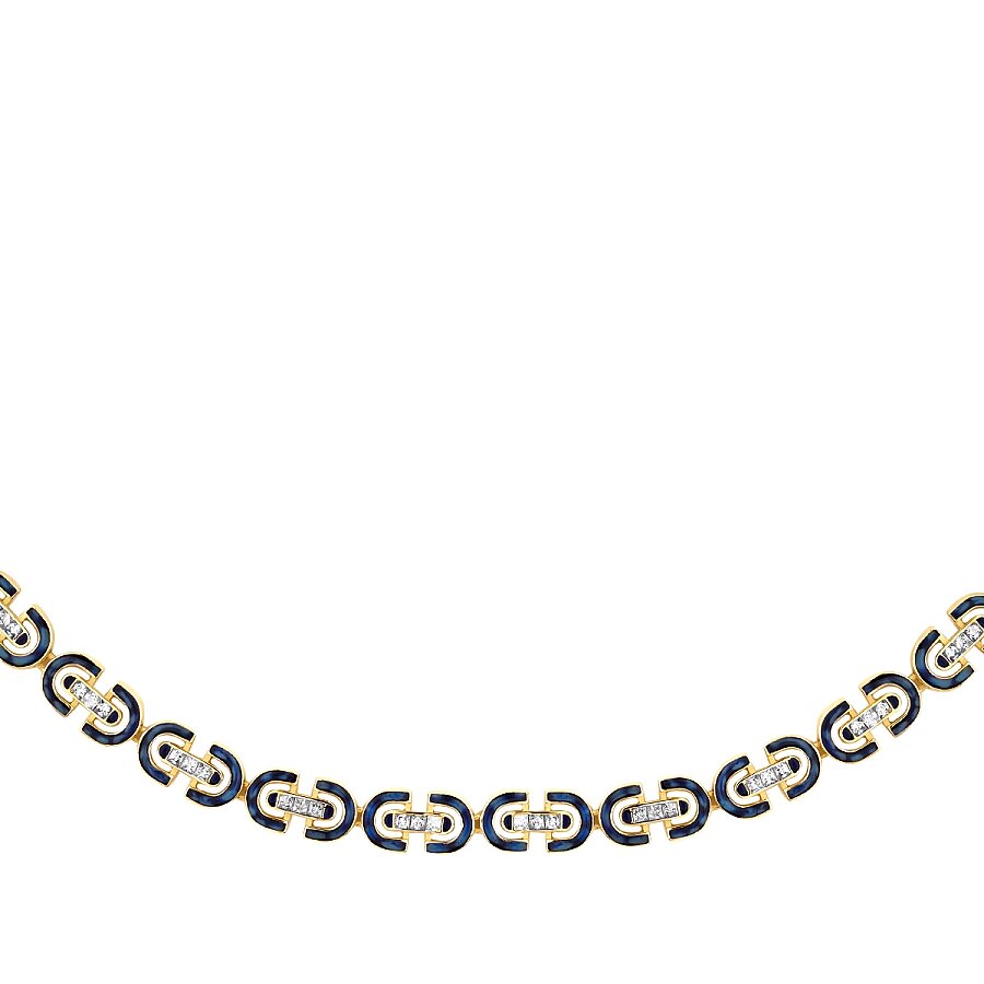 Trend-Halskette mit marineblauer Emaille und Stein aus Gold