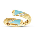Detailreicher Ring mit blauer Emaille aus Gold
