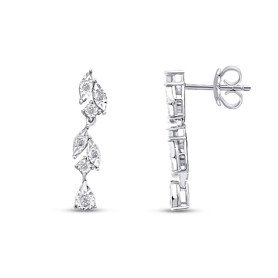 0,08 ct. Diamant Stein Blätter Ohrringe