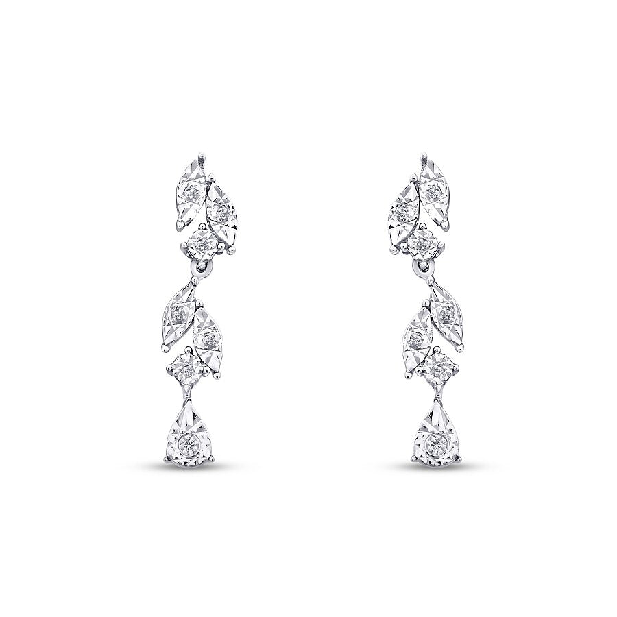 0,08 ct. Diamant Stein Blätter Ohrringe