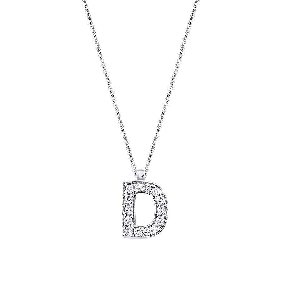 0,08 ct. Diamant Halskette Buchstabe D