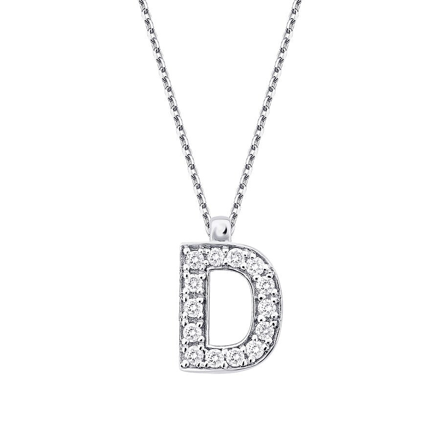 0,08 ct. Diamant Halskette Buchstabe D