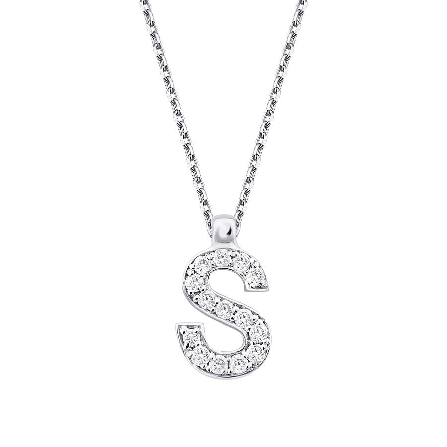 0,08 ct. Diamant Halskette Buchstabe S