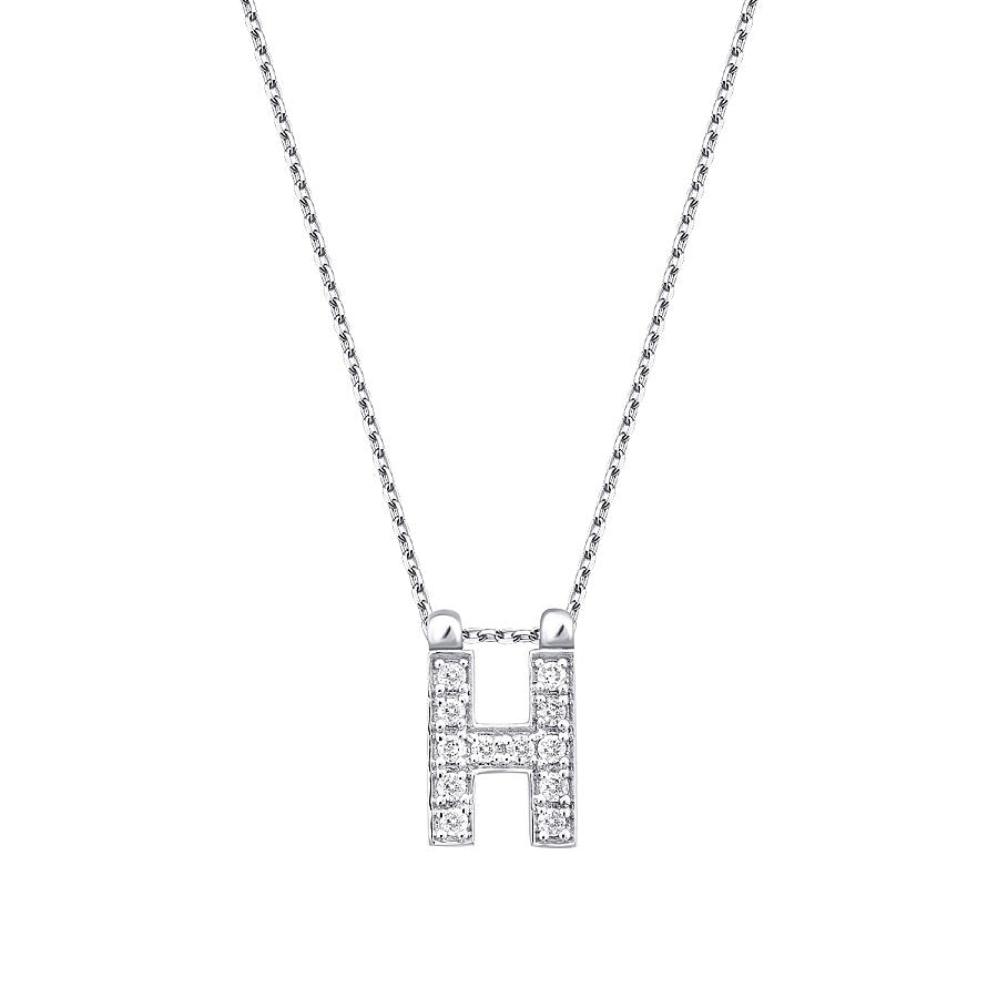 0,06 ct. Diamant Halskette Buchstabe H