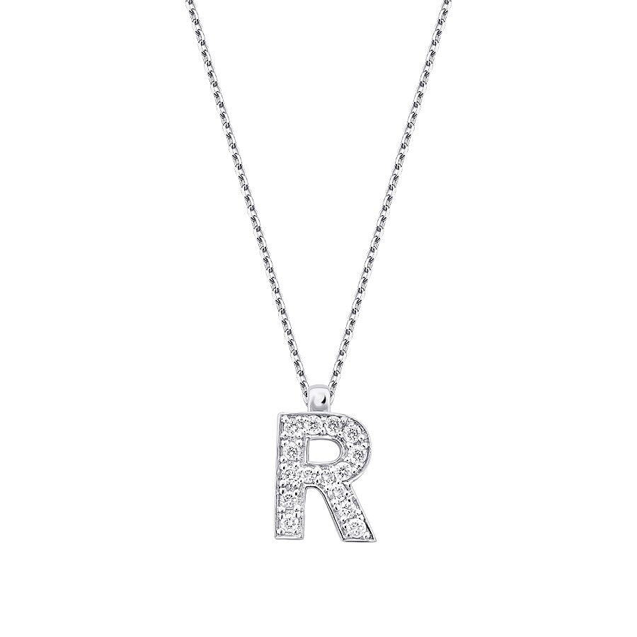 0,08 ct. Diamant Halskette Buchstabe R