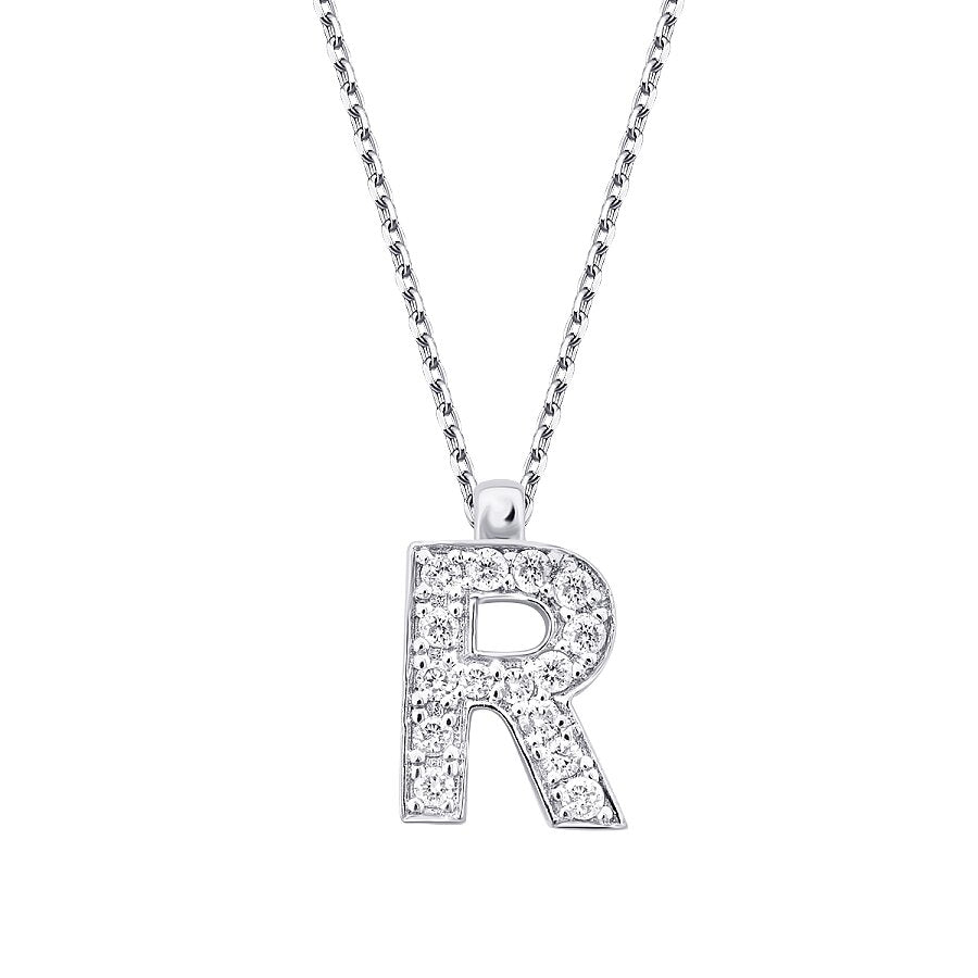 0,08 ct. Diamant Halskette Buchstabe R