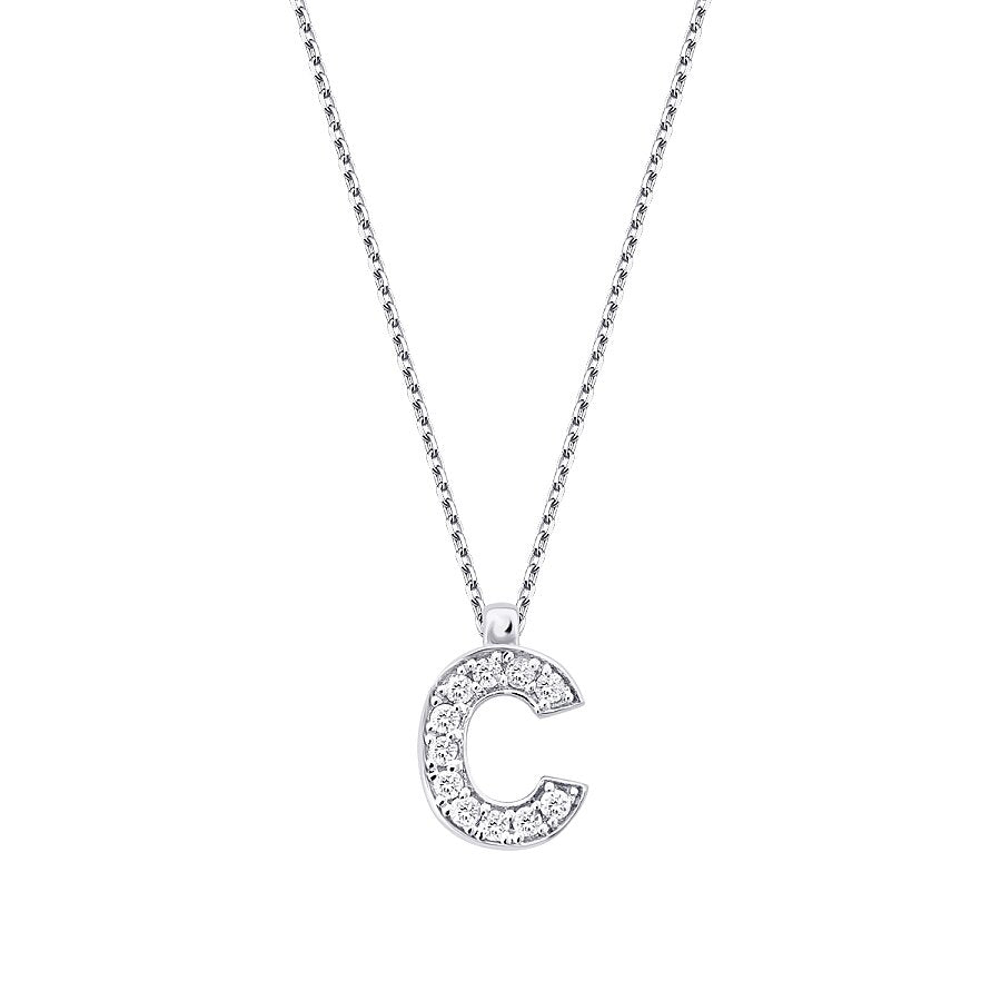 0,06 ct. Diamant Halskette Buchstabe C