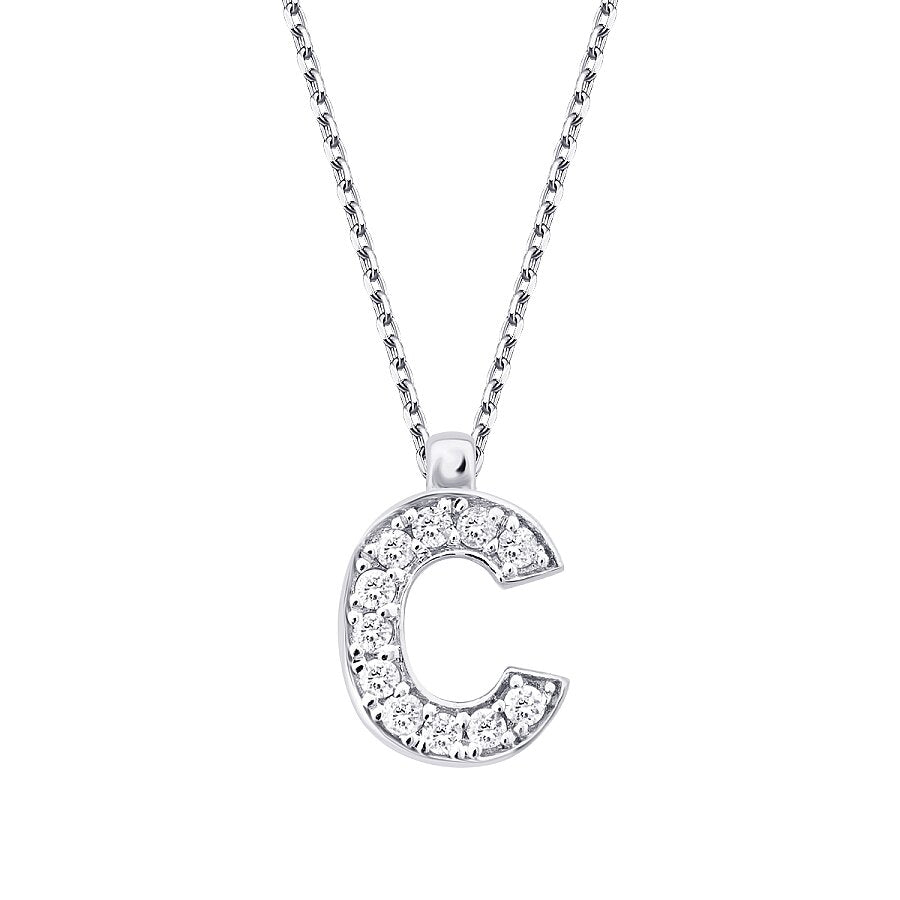 0,06 ct. Diamant Halskette Buchstabe C