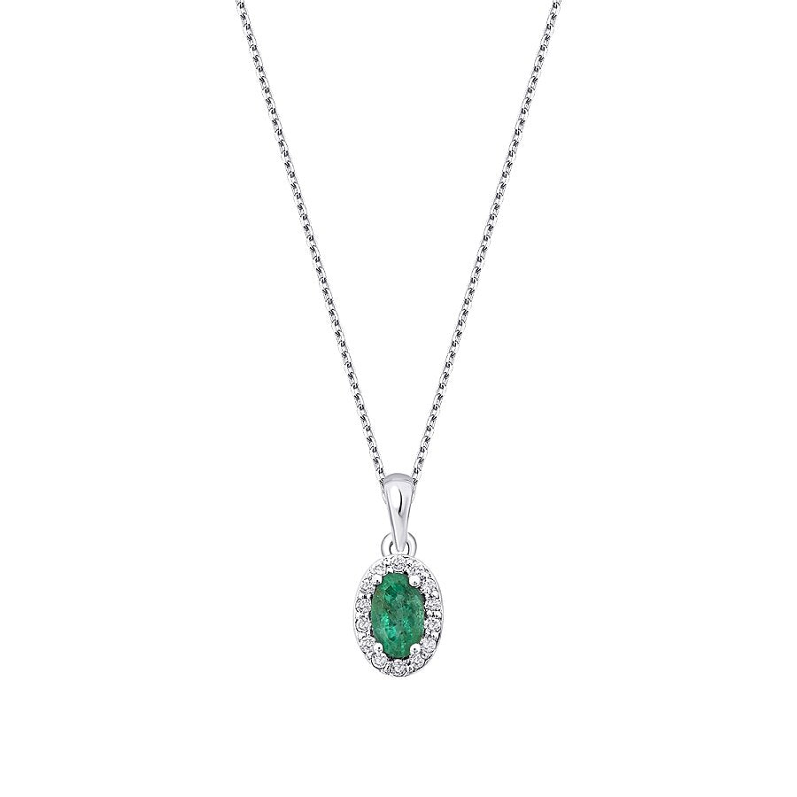 0,31 ct. Diamant Smaragd Oval Halskette