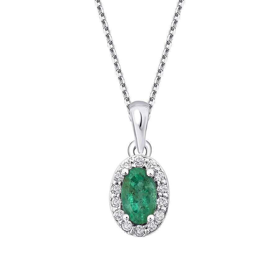 0,31 ct. Diamant Smaragd Oval Halskette