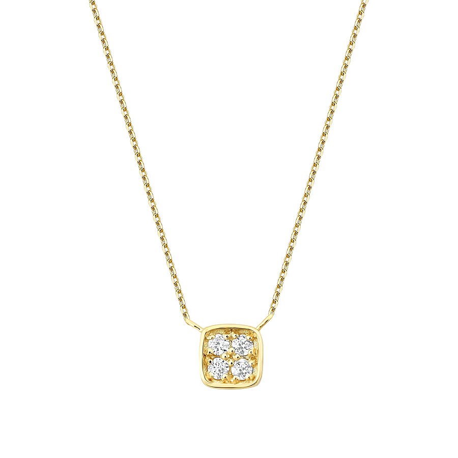 0,05 ct. Diamant Brillant Stein Quadrat Halskette
