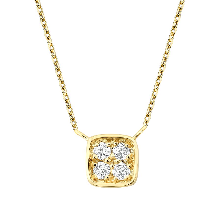 0,05 ct. Diamant Brillant Stein Quadrat Halskette