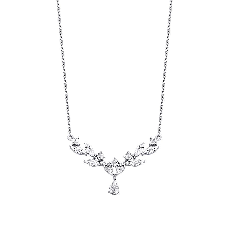 0,07 ct. Diamant Blätter Collier