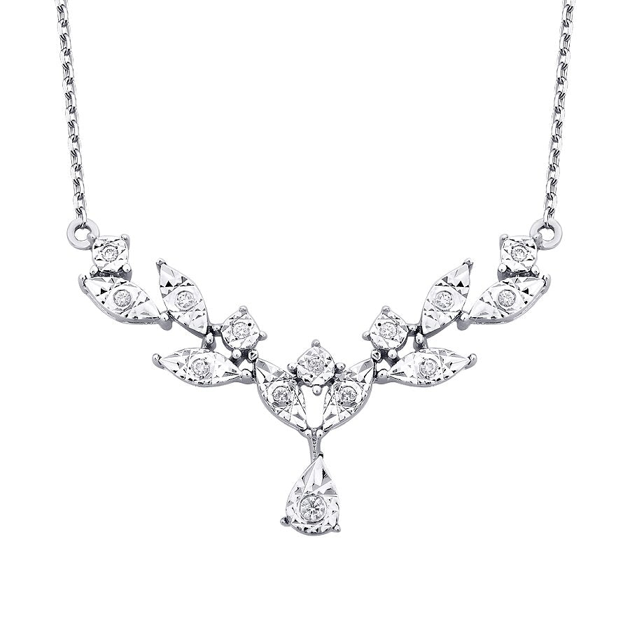 0,07 ct. Diamant Blätter Collier