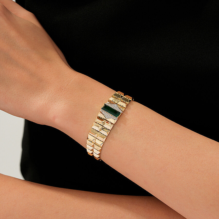 Prisma-Armband mit grünem Stein aus Gold