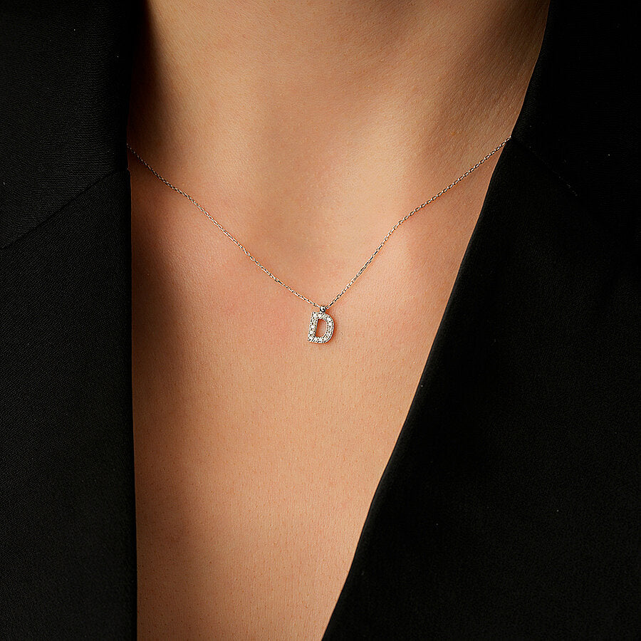 0,08 ct. Diamant Halskette Buchstabe D