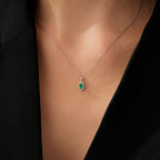 0,31 ct. Diamant Smaragd Oval Halskette
