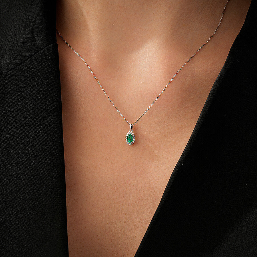 0,31 ct. Diamant Smaragd Oval Halskette