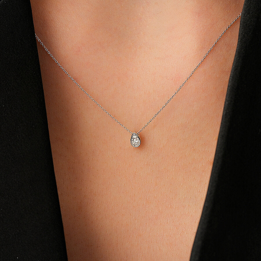 0,06 ct. Diamant Brillant Stein Tropfen Halskette