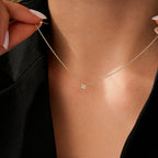 0,05 ct. Diamant Brillant Stein Quadrat Halskette