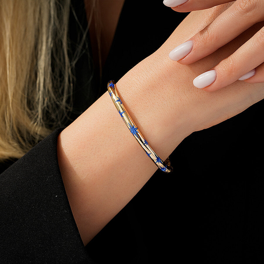 Stern-Armreif mit blauer Emaille aus Gold