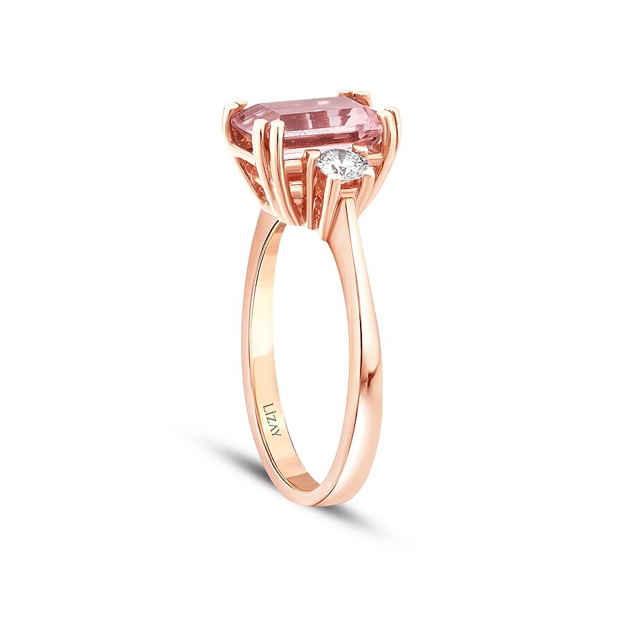 2,30 ct. Diamant Morganit Quadrat Ring