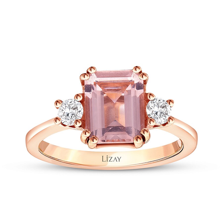 2,30 ct. Diamant Morganit Quadrat Ring