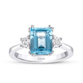 2,85 ct. Diamant Blau Topaz Quadrat Ring