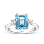 2,85 ct. Diamant Blau Topaz Quadrat Ring