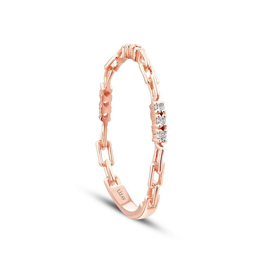 0,07 ct. Diamant Detailreicher Ketten-Ring aus Gold