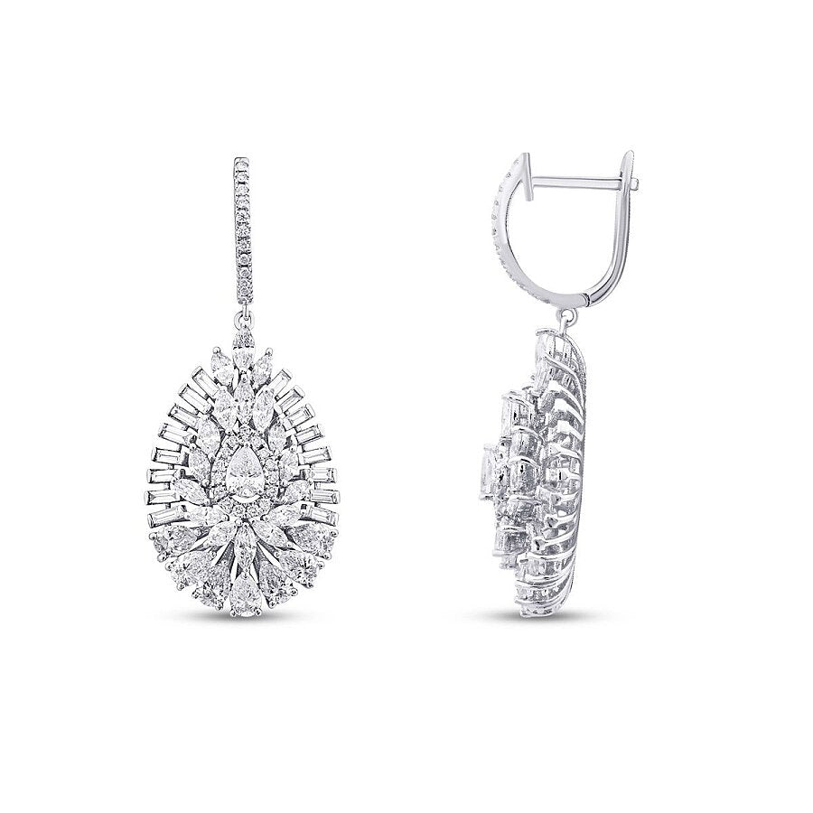 3,72 ct. Diamant Baguette Stein Tropfen Ohrringe
