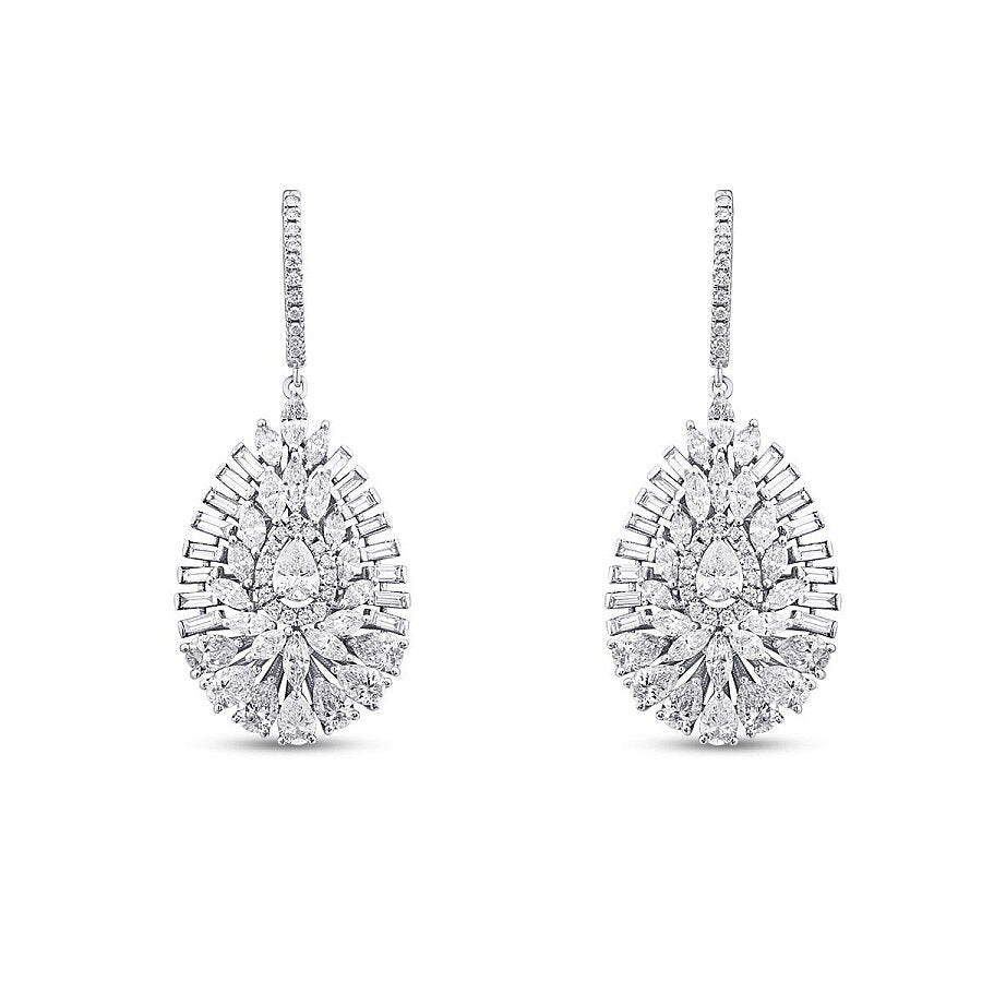 3,72 ct. Diamant Baguette Stein Tropfen Ohrringe
