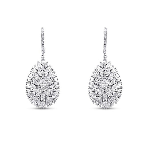3,72 ct. Diamant Baguette Stein Tropfen Ohrringe