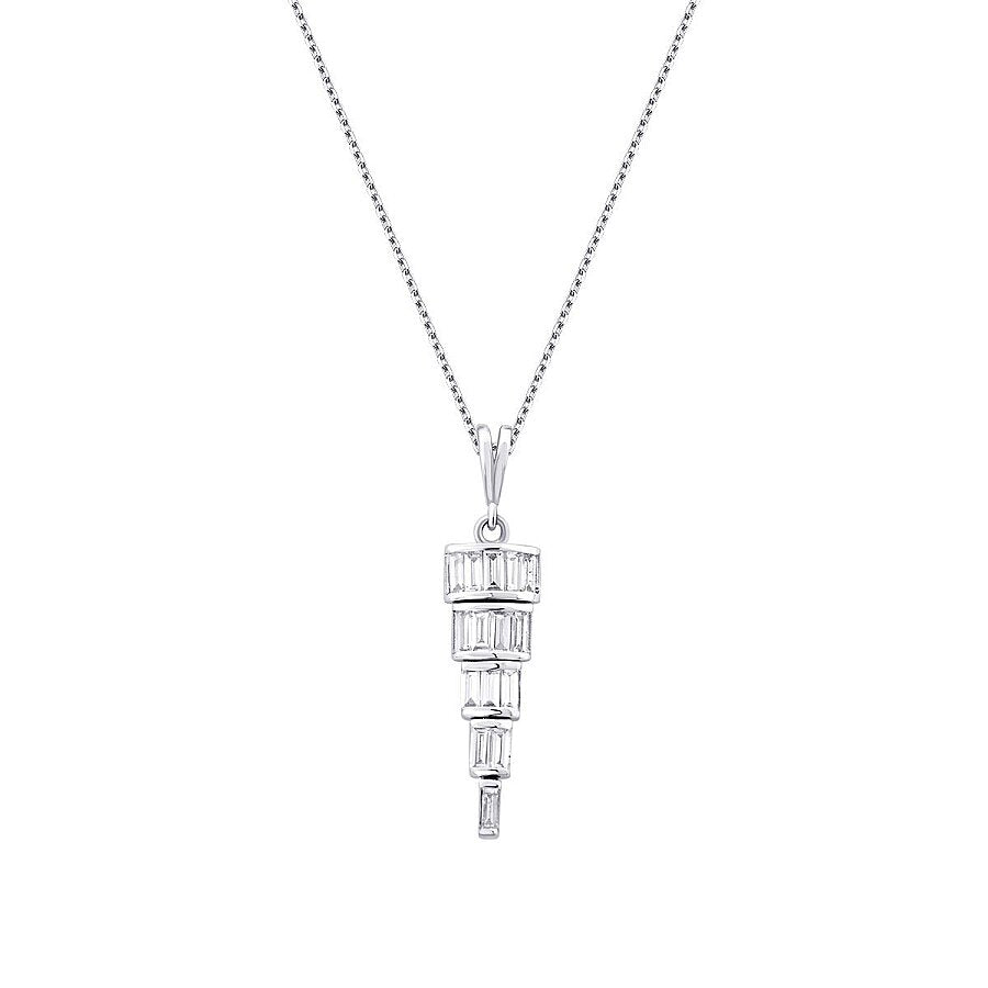 0,32 ct. Diamant Baguette Stein Hängende Halskette