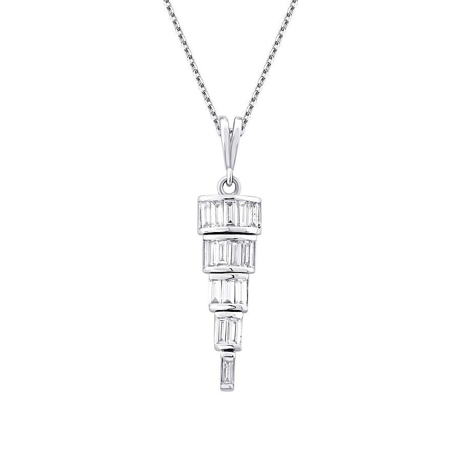0,32 ct. Diamant Baguette Stein Hängende Halskette