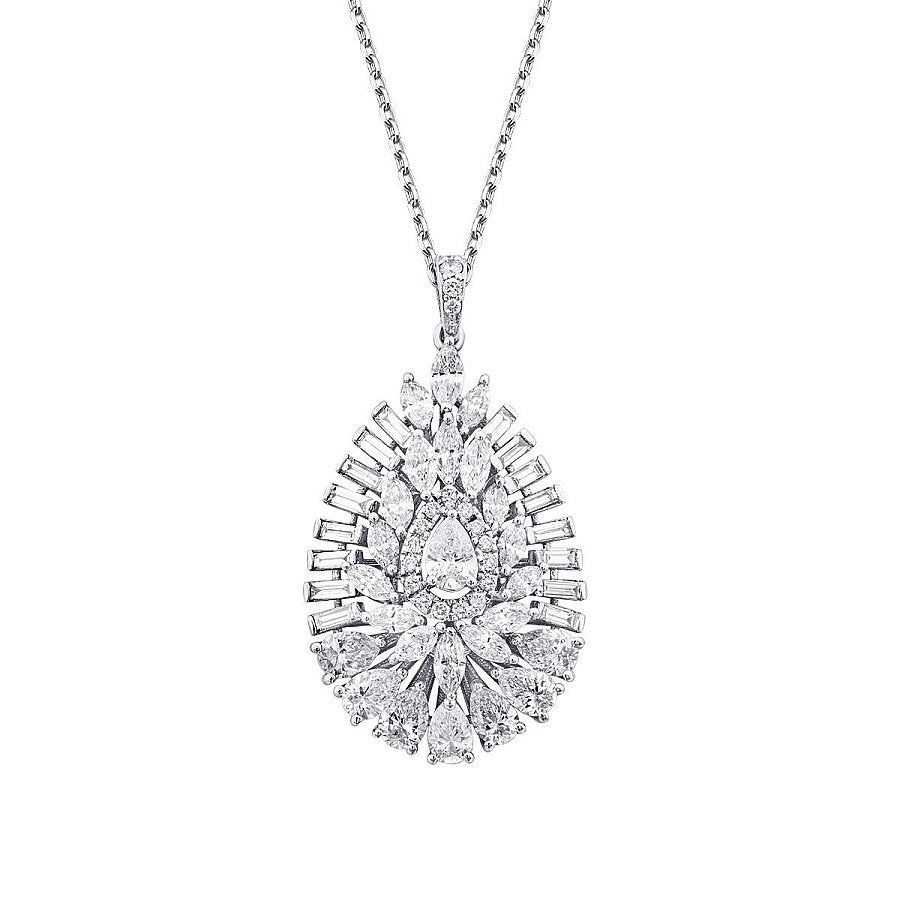 2,40 ct. Diamant Baguette Stein Tropfen Halskette