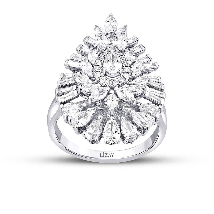 1,91 ct. Diamant Baguette Stein Tropfen Ring