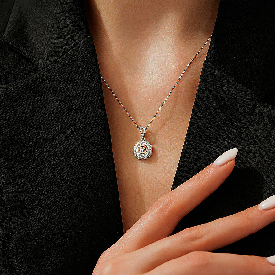 0,52 ct. Diamant Zweifarbig Halskette