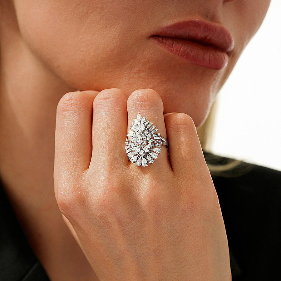 1,91 ct. Diamant Baguette Stein Tropfen Ring