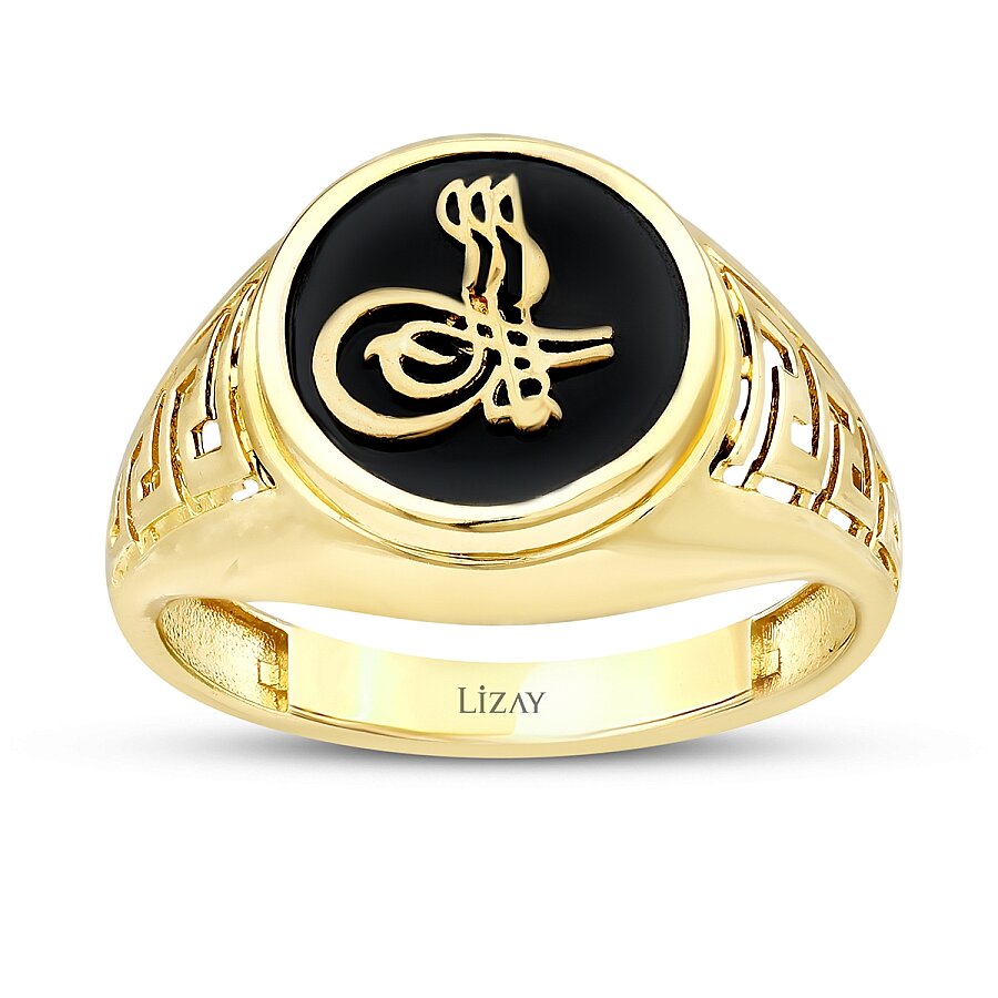 Herrenring ile Onyx und osmanischem Siegel aus Gold