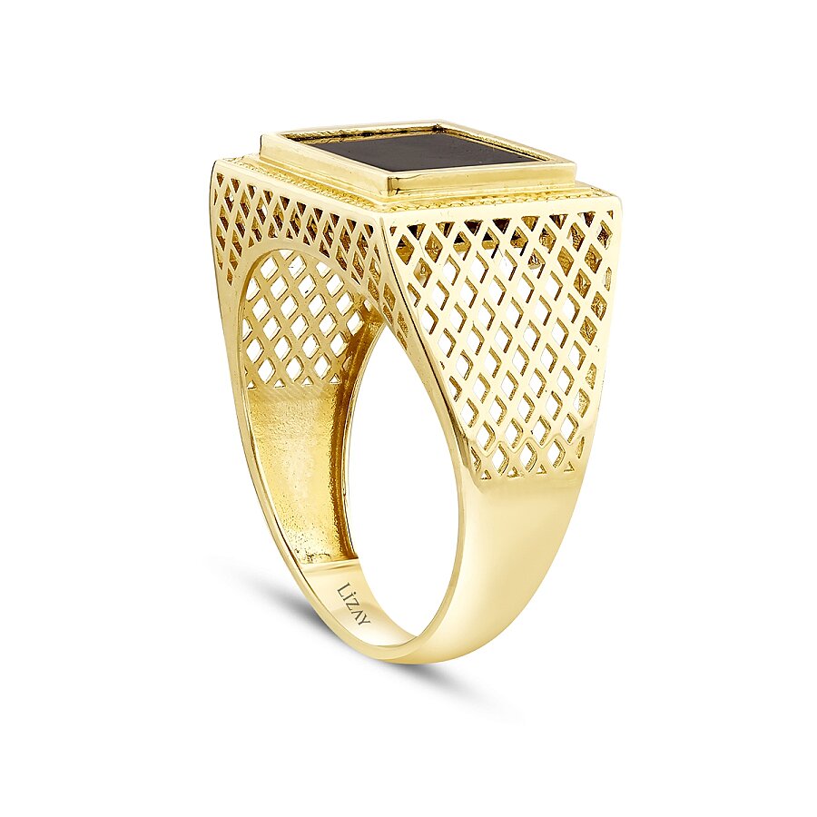 Rechteckiger Onyx-Ring aus Gold