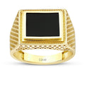 Rechteckiger Onyx-Ring aus Gold
