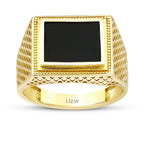 Rechteckiger Onyx-Ring aus Gold