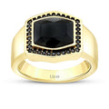 Herrenring aus Gold mit schwarzem Stein