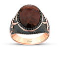 Roter Tigerauge-Herrenring mit Schwert-Design aus Gold