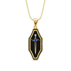 Herren-Halskette mit Schwert-Anhänger und Onyx aus Gold