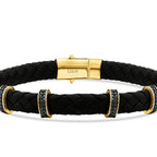 Herrenarmband aus Gold in Schwarz mit detailreichem Steinbesatz