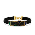 Herrenarmband aus Gold mit schwarzen, marineblauen und grünen Steinen